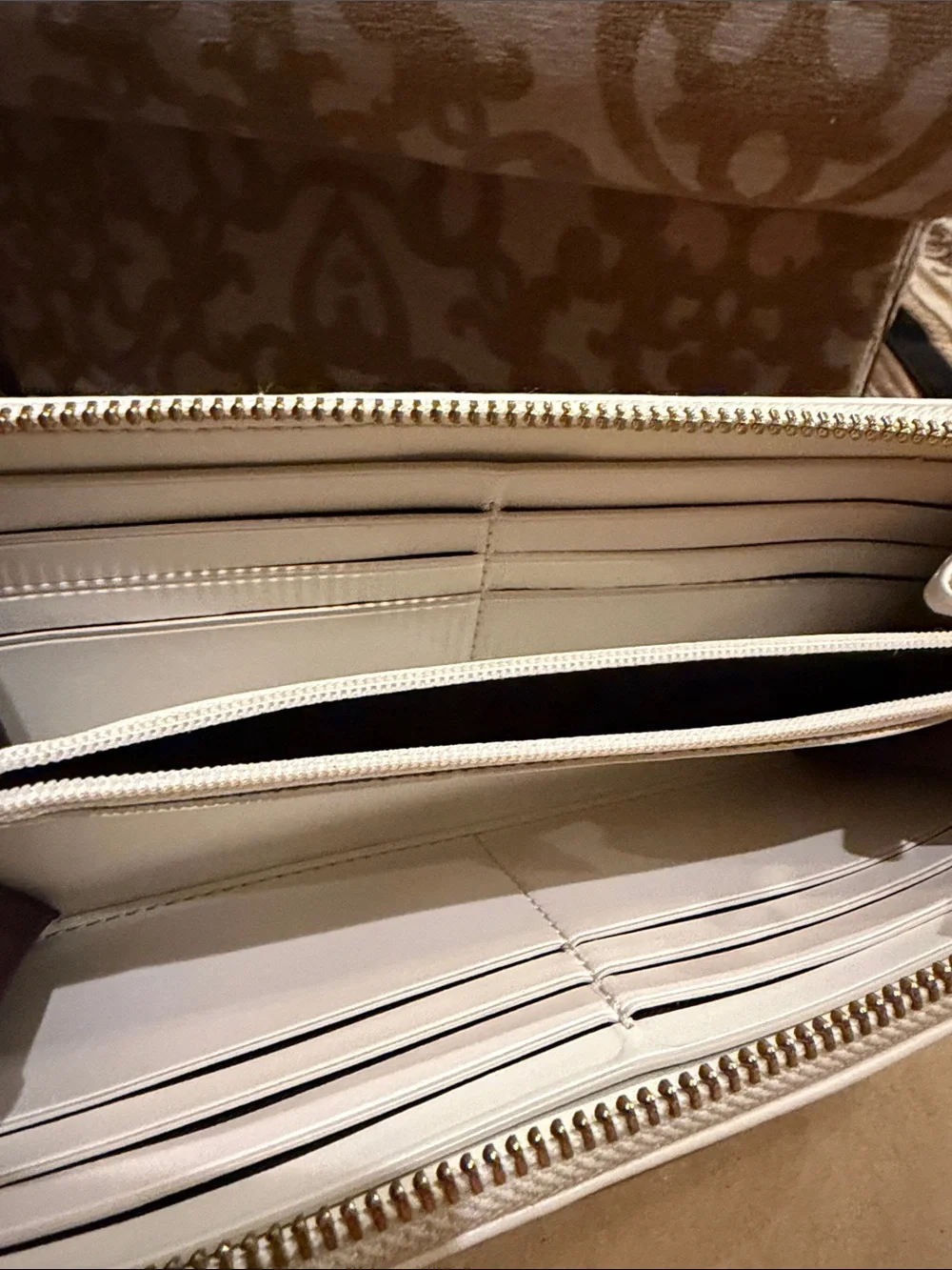 Coach Beige and Chalk Signature Continental Wallet